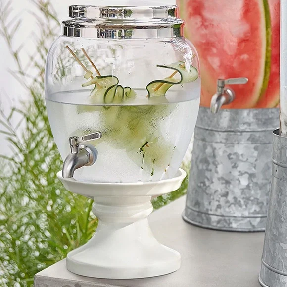 Pottery Barn Classic Glass 7.5 qt Drink Dispenser with Silver Spout and … - Picture 4 of 16